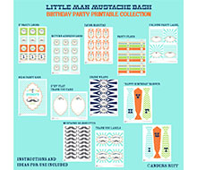 Little Man Mustache Bash Birthday Party Printables Collection